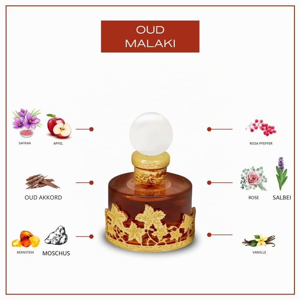 Swiss Arabian Perfumes Oud Malaki Konzentriertes Parfümöl Unisex 25 ML – Ein Luxuriöses Elixier aus Safran, Rose und Reichhaltigem Oud – Warmer und Bezaubernder Duft