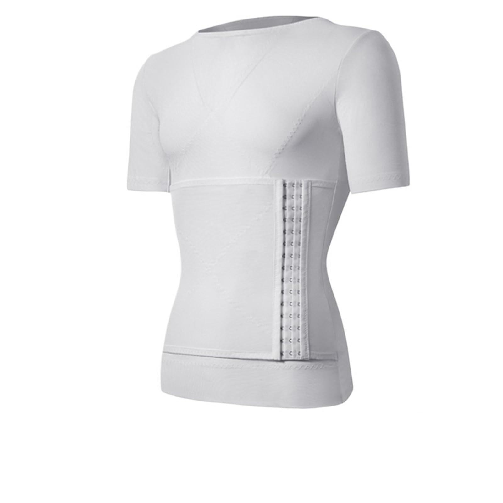 Chaleco Reductor Para Hombre Camisetas de compresión moldeadoras de cuerpo for hombres, faja moldeadora de abdomen, faja adelgazante de abdomen, faja moldeadora de cintura(White with sleeve,XXL)