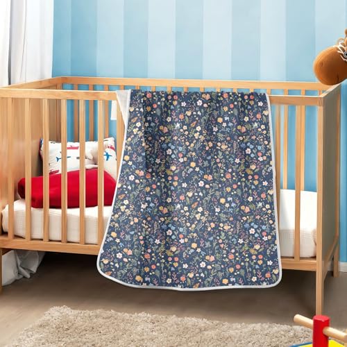 Image of Toddler Blanket for Baby Boy and Girl Soft Multi Use Wrap Swaddle for Infant Toddler Kid Crib Bedding 30X40in Colorful Small Floral Patterns