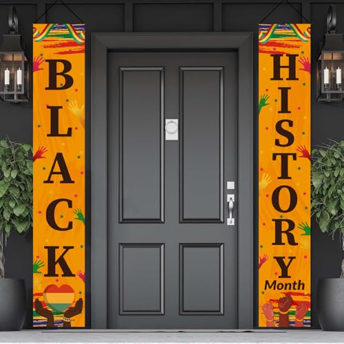 Black History Month Front Door Banner Porch Sign, African American Holiday Celebration Decorations, Black History Month Banner Sign Wall Hanging