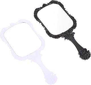 Beatifufu 2pcs Vanity Mirror Mirror Decor Vintage Mirror Travel Magnifying Mirror Handheld Makeup Mirror Decorative Mirrors Handheld Cosmetic Mirror Vanity Mirrors Beauty Mirrors Black Abs
