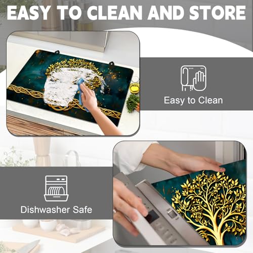Image of Stove Top Cover for Electric Stove 28 inchx 20 inch, Tree of Life Heat Resistant Glass Top Stove Cover Protector, Glass Cooktop Covers, Kitchen Electric Flat Stove Top Covers