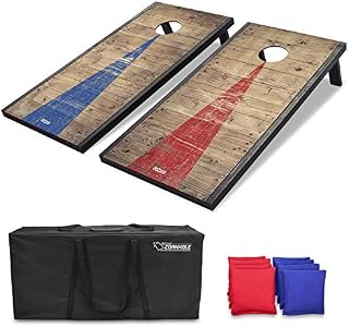 GoSports 4'x2' Classic Cornhole Set with Rustic Wood Finish | Includes 8 Bags