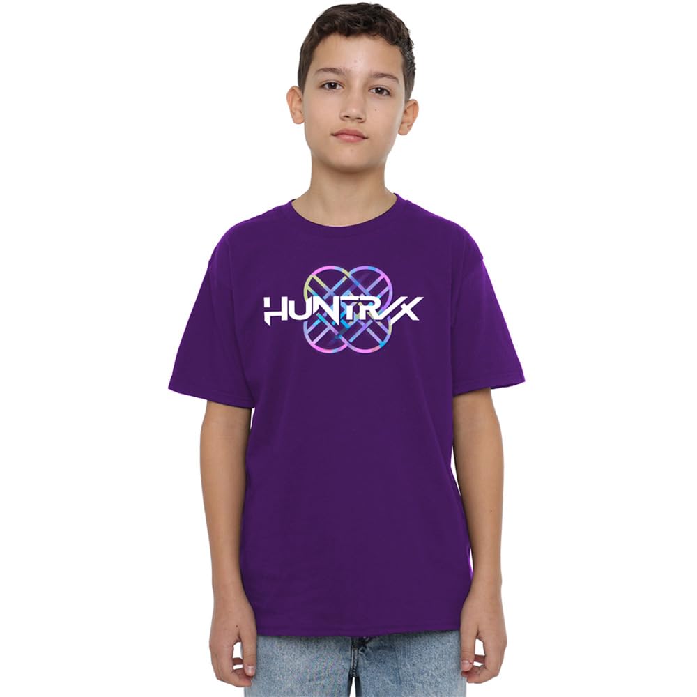 KPop Demon Hunters Unisex Kinder K-pop Demon Hunters - Huntrix Huntr/X Pastel Logo Kids T Shirt, Black T-Shirt