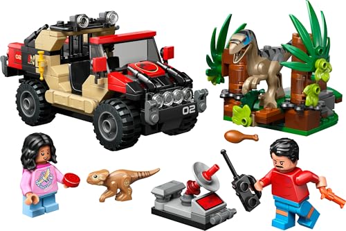 Jurassic World Fuga dal Raptor sul Fuoristrada - Include 2 figure di Dinosauro Giocattolo, una Macchina e 2 Minifigure - Regalo per Bambini e Bambine da 6 Anni Fan del Film La Rinascita - 76972 - Lego - Immagine 10