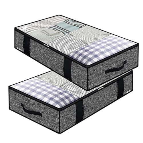 Ldduopp Conservazione sotto il – Con coperchio trasparente – Grandi scatole per la conservazione sotto il, per vestiti, biancheria da, coperta, giocattoli, camera da e armadio