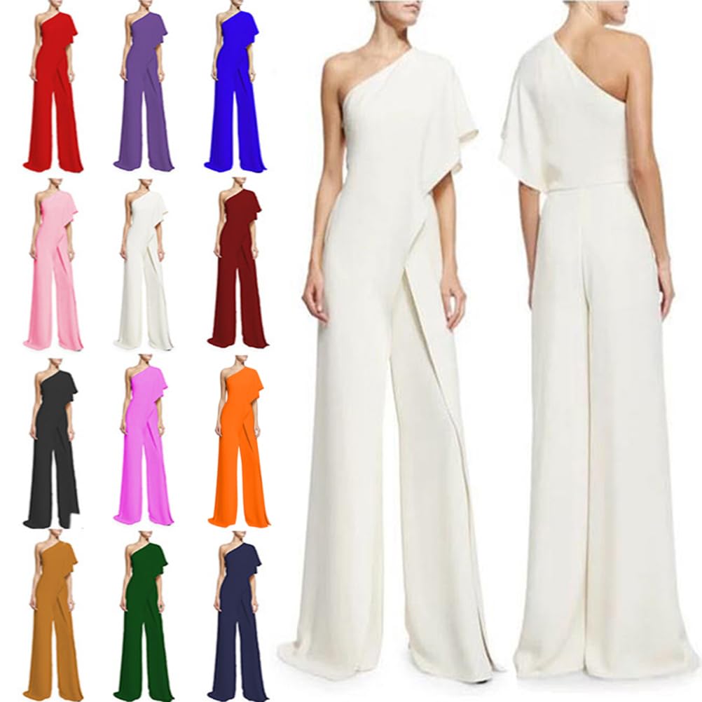 Combinaison Femme Habillé Chic Soirée Combipantalon Mariage Tailleur Travail Bureau Pantalon Jambe Large Fluide Taille Haute Combishort Long Droit Elegant Jumpsuit Playsuit