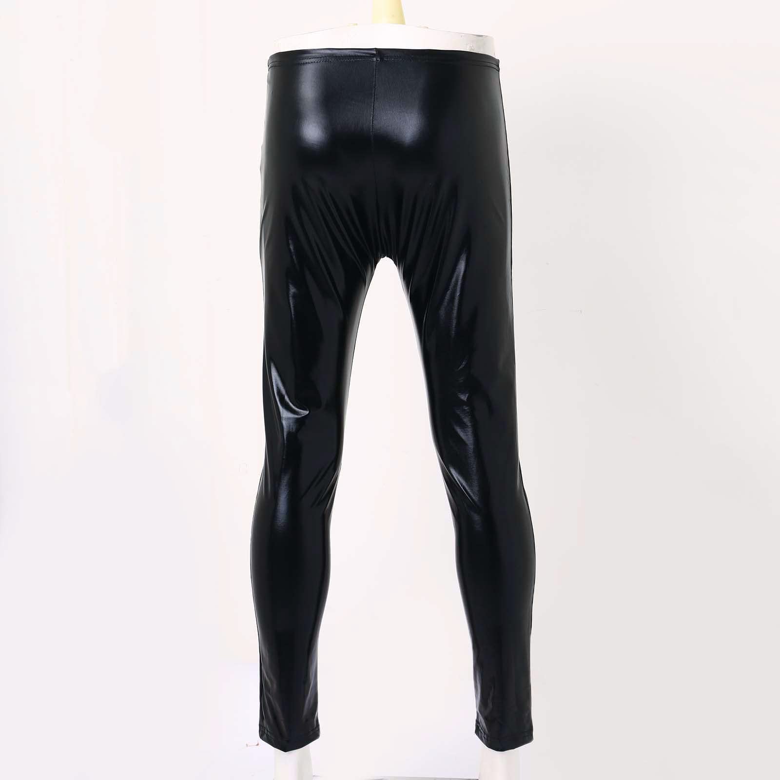 Legging pour homme fabriqué en Allemagne - Noir - Aspect latex - Holographique réfléchissant - Pantalon en cuir synthétique