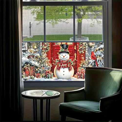 HOMETITUTE película de ventana Navidad muñeco de nieve 39.3×17.7 in miniatura 2