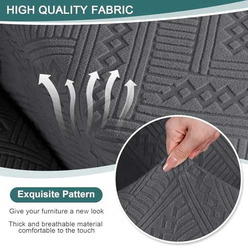 Image of Ruaozz Recliner Sofa Covers Oversized Recliner Chair Covers Recliner Covers for Reclining Chair with Pockets Washable Furniture Protector with Elastic Bottom (1 Seater-X Large, Dark Gray)