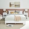 MUSEHOMEINC Solid Wood Platform Bed Frame Rustic Style ,Mattress Foundation(no boxspring Needed), White Washed Finish… 51FgkMIatYS. SS100