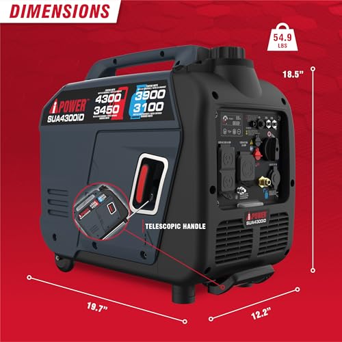 Image of A-iPower 4300-Watt Dual Fuel Portable Inverter Generator, RV Ready Lightweight w /CO Sensor for Backup Home Use, Tailgating & Camping, CARB Compliant (SUA4300iD)