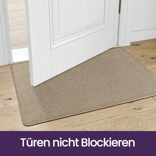 DEXI Fußmatte Innen 44 x 75cm, rutschfest Schmutzfangmatte, waschbar Fussmatte, Dünne Eingangstürmatte, Strapazierfähige Türmatte für Innenbereich, Beige