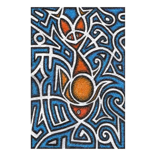 Affiche mère poisson sur toile 55x75cm décor océan bleu orange pour salon