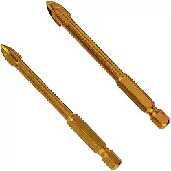 Kit 2 Broca de Titânio de 6mm e 8mm para Vidro, Azulejo, Cerâmica e Porcelanato com Ponta Cruzada e Haste Sextavada