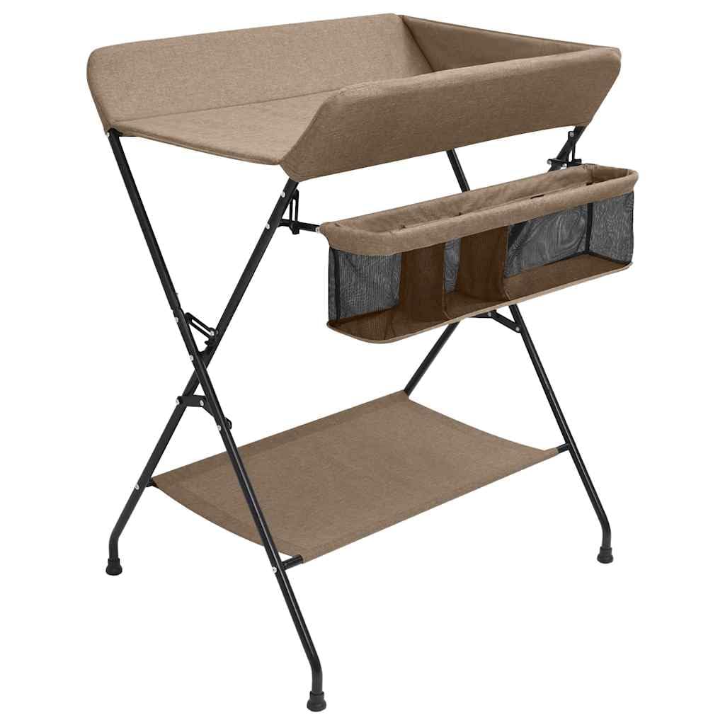 vidaXL Mesa Cambiadora Cambiar Pañales Bandeja Cambiador Bebés Niños Infantil Primera Infancia Cuarto de Baño Plegable Hierro Gris Taupe