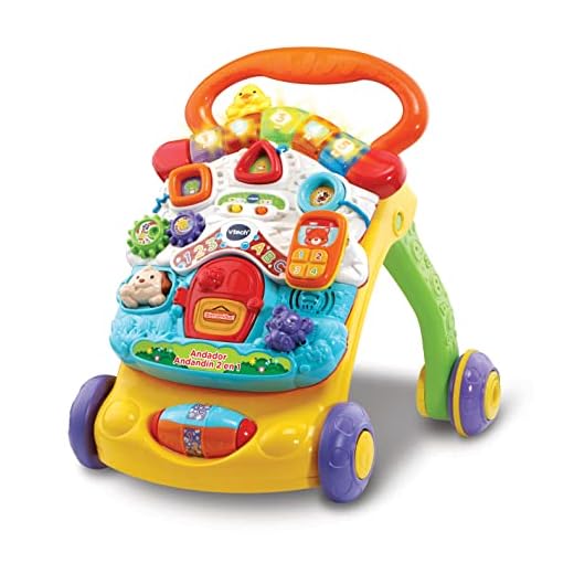 VTech - Andador andandín 2 en 1, correpasillos con música y luces, patas plegables, panel extraíble, regulador de velocidad, multicolor, versión ESP, embalaje estándar