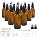 12 Pack, HwaShin 2oz Amber Glass Spray Bottles with Black Fine Mist Sprayers for Essential Oils, Perfumes & Aromatherapy (2 Funnels, 3 Droppers, 2 Extra Nozzles, 24 Pieces Labels Included)