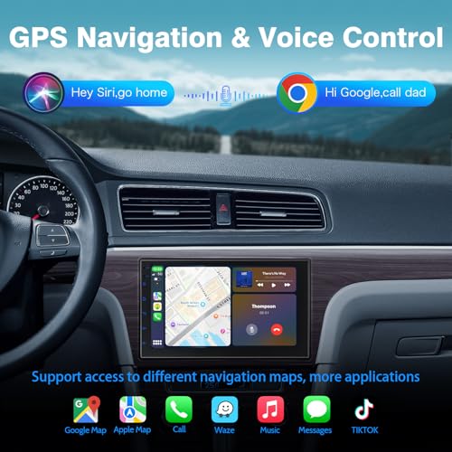 Image of Haudio Double Din Car Radio with Wireless CarPlay & Android Auto, 7 inch HD Touchscreen Car Stereo with Mirror Link, Backup Camera, GPS Navigation, Bluetooth, Voice Control, SWC /FM /AM /RDS (2+32G)