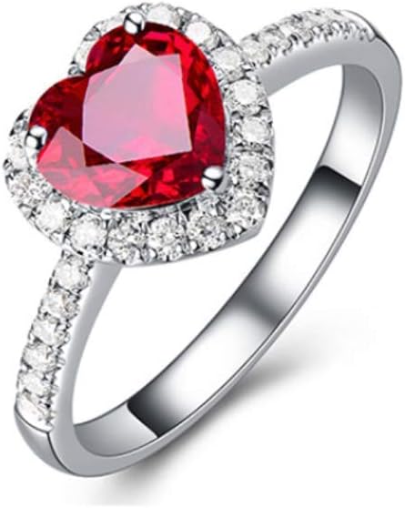YAYAYOUYOUYaya Fashion Classic Women's Red Ruby Heart Shape Gemstone 925 Silver-Plated Wedding Rings for Women Bridal Fine Jewelry Engagement Bague Accessories