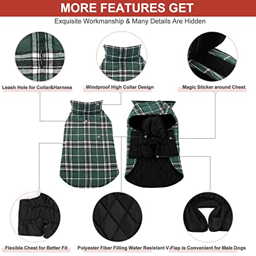 Migohi Dog Jackets For Winter Windproof Reversible Dog Coat For Cold Weather British Style Plaid Warm Dog Vest For Small Medium Large Dogs, Green Xxxl #TOP2