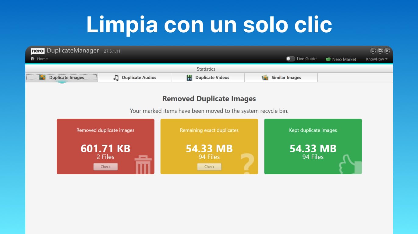 Nero Encuentre y elimine fotos duplicadas con Nero DuplicateManager Photo - Ordene la galería de fotos | Múltiples formatos de fotos | licencia ilimitada | 1 PC | Windows 11 / 10 / 8 / 7
