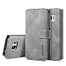 Produktbild UEEBAI Handyhülle für Samsung Galaxy S7, Hülle Retro Premium PU Leder Weich TPU Klapphülle [Magnetverschluss] Kartenfach Standfunktion Anti Kratzern Flip Wallet Trageband Schutzhülle - Grau