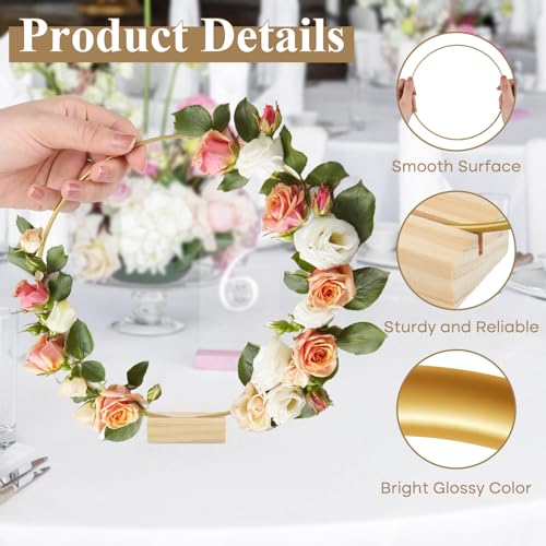 Cerceau floral en métal avec support bois stable pour centre de table - 4