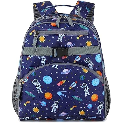 FlowFly Kids Backpack for Toddler Boys Girls, Simple Lightweight Bookbag for Daycare Kindergarten Elementary School Travel, Small Modern Bag (Medium 15'', Astronaut) Cover