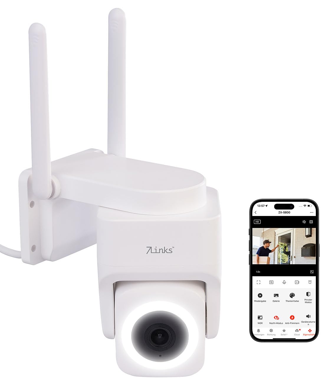 Caméra extérieure connectée Pan-Tilt 2K [7links]