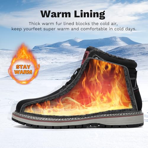 Image of ARRIGO BELLO Mens Winter Boots Snow Shoes Casual Booties US Size 8-12 | Warm Fur Lined,Mesh Lined,Non-slip,Breathable,Durable,Outdoor,Ankle Boot,Comfortable,Removable Insole