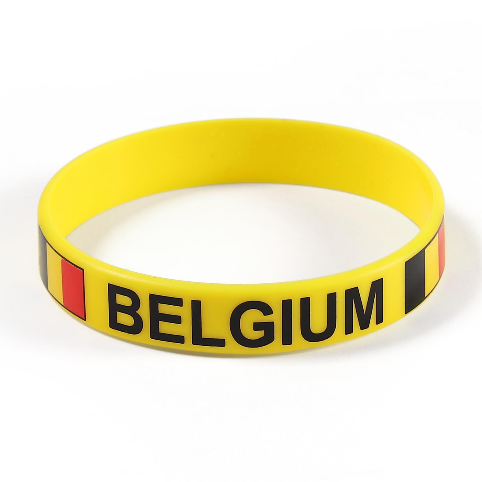 Komonee 100 x Belgium Yellow World Cup Sports Event Football Country National Flag Silicone Wristbands