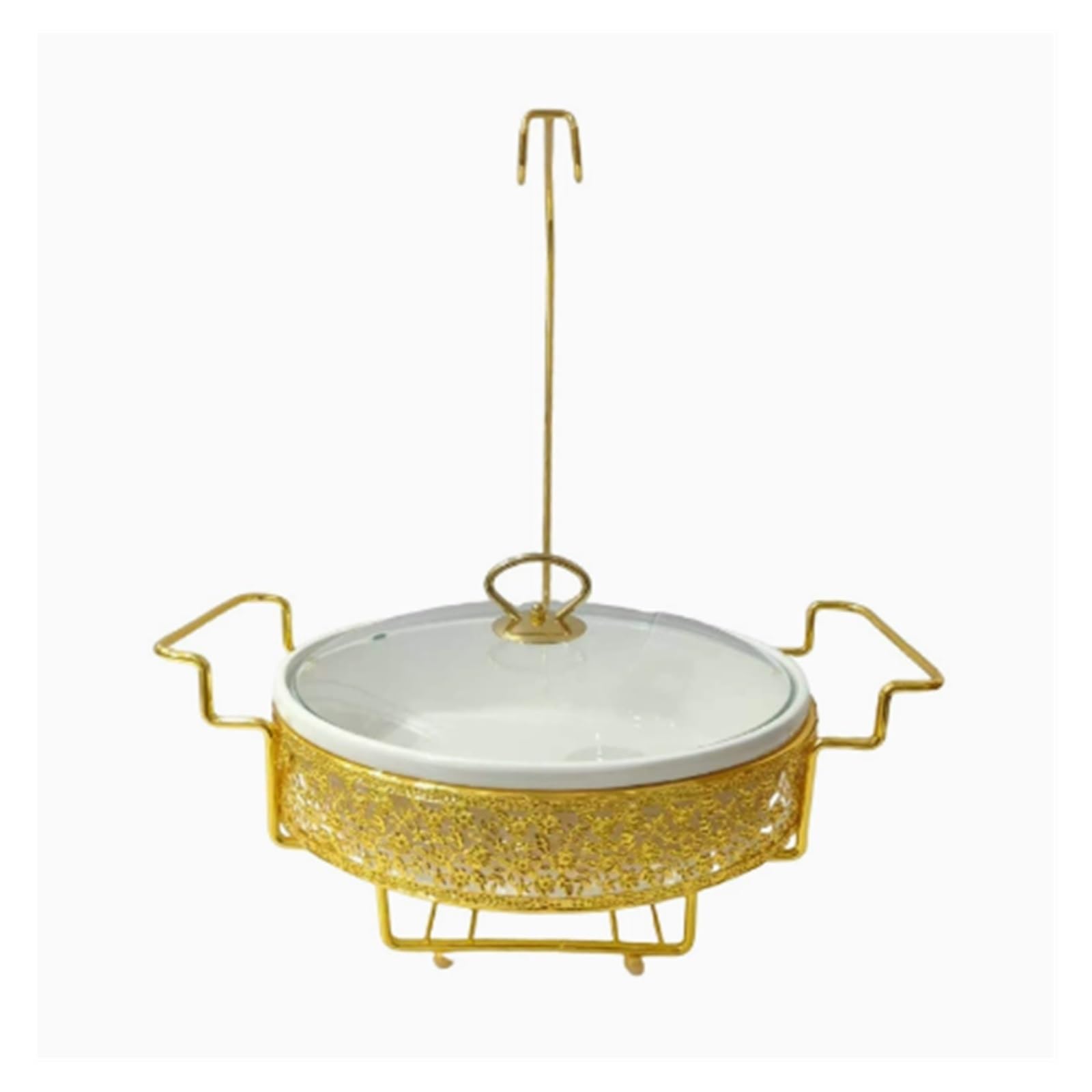 Scaldavivande in Ceramica Oro for Buffet | Rinforzo con Finitura Simil Marmo, Buffet Scaldavivande for Feste(3L)
