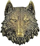 3D Animal Head Statue Wall Decor Sculpture Animal Head Wall Figurine Art Crafts Ornaments for Home Office Decoration - Wolf