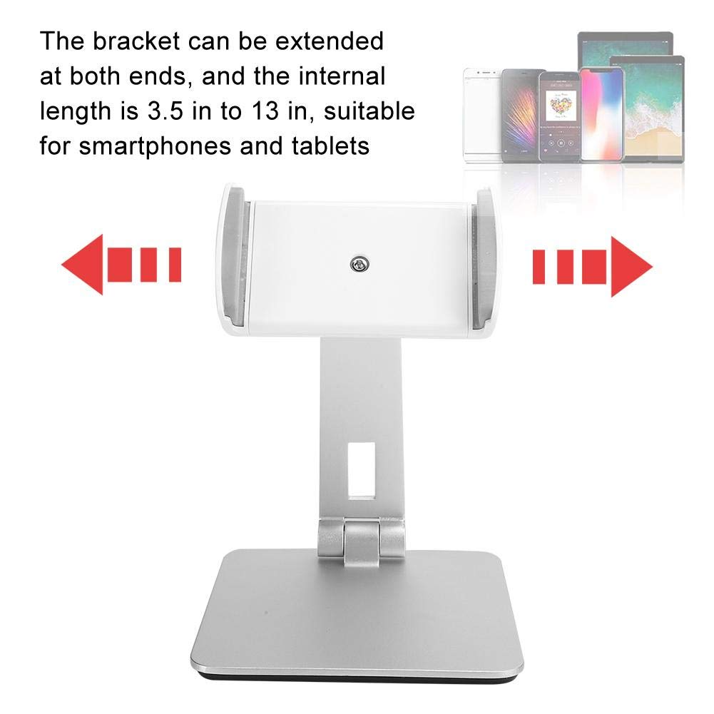 03 Supporto per tablet, supporto per clip per telefono pigro universale resistente, metallo pieghevole in lega di alluminio con supporto di base stabile per telefoni e tablet da 4 a 14 pollici