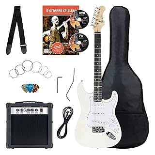 Rocktile Banger’s Pack Guitare electrique – Ensemble de Guitare électrique Blanc – Kit avec Ampli de 25 W, Housse… - Les Beatles, Paul McCartney, John Lennon, RIngo Starr, George Harrison