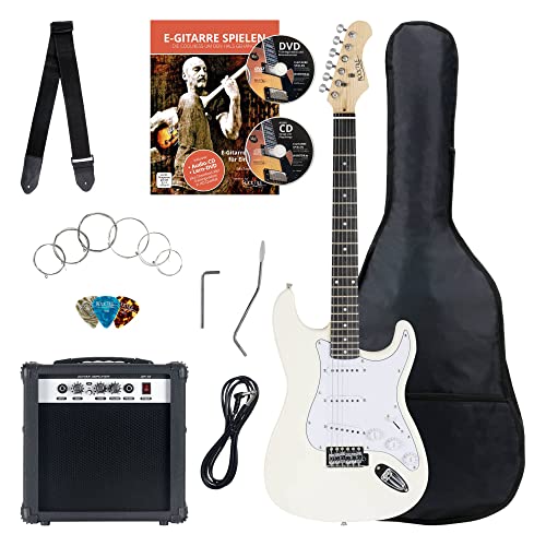 Rocktile Banger’s Pack Guitare electrique – Ensemble de Guitare électrique Blanc – Kit avec Ampli de 25 W, Housse… - Les Beatles, Paul McCartney, John Lennon, RIngo Starr, George Harrison Rocktile Banger's Pack Guitare electrique - Ensemble de Guitare électrique Blanc - Kit avec Ampli de 25 W, Housse…