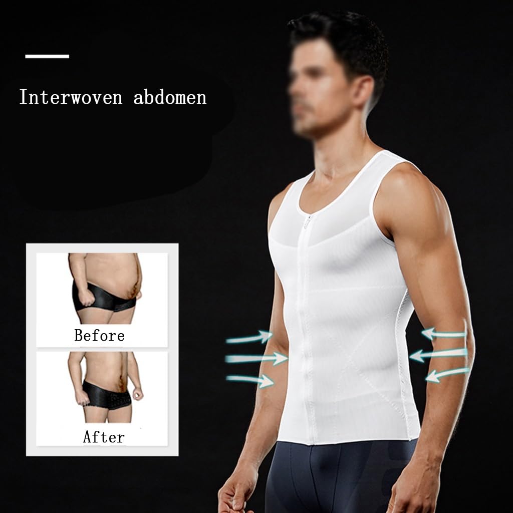 HLTYGWX Fajas para Hombres Control de Barriga Cuerpo Completo Adelgazante Body Cremallera Busto Abierto Esculpir