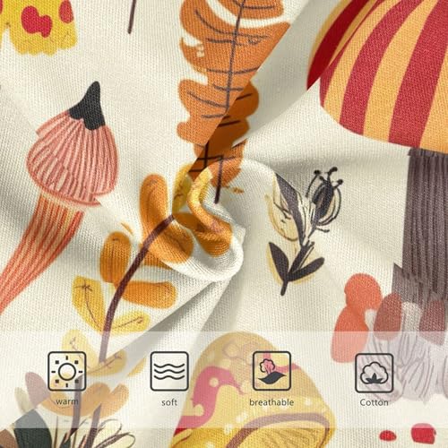 Cartoon Mushrooms Leaves Beige Little Girl Panties Toddler Underwear Floral Cotton Pattern Kids Briefs Undies 2t3