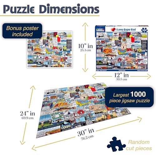 White Mountain Puzzles I Love Cape Cod - Rompecabezas de 1000 piezas | Piezas grandes, regalo para adultos y familia, 24"x30" pulgadas, collage miniatura 2