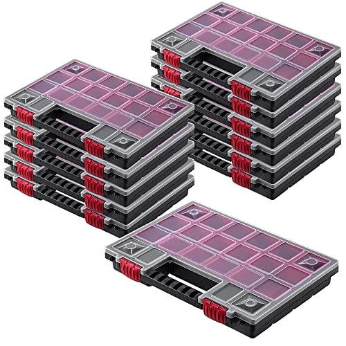 KADAX Plastic Organiser, Tool Box, Small Parts Magazine with Transparent Lid, Small Parts Magazine in Various Sizes, Assortment Box (34 x 25 cm / 12 Pieces) K6554