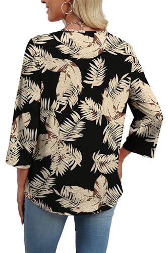 Image of WIHOLL 3 /4 Length Sleeve Womens Tops Boho V Neck Lace Shirt Trendy Blouses Dressy Casual Vacation Clothes S-3XL