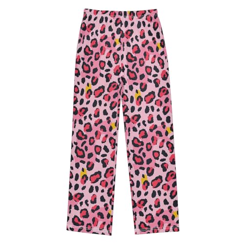 Boys' Pants Leopard Print Cute Cheetah Spot Pink Long Bottoms Jogger Pants Elastic Waist Trousers with Pockets S-XL
