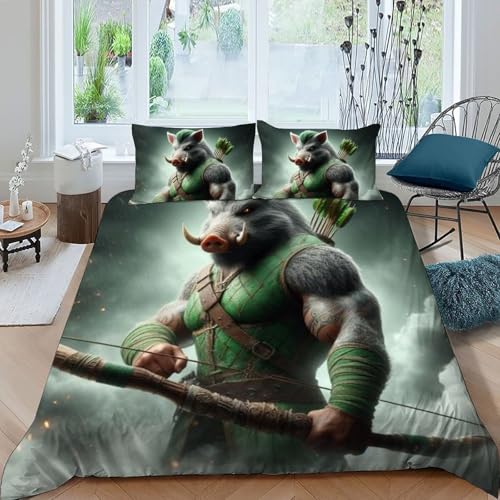 Housse de couette sanglier imprimé 3D idée cadeau lit double garçon