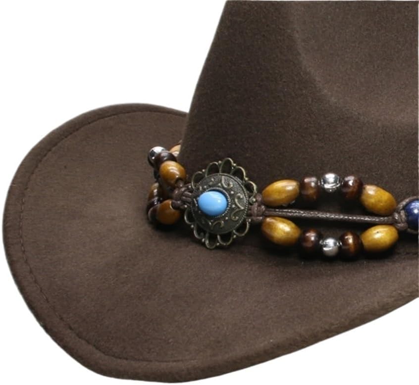 Vintage Men's Women's Wide Brim Cowboy Western Hat Cowgirl Ethnic Sun Beach Jazz