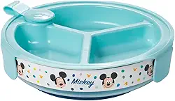 Plasútil, Prato Térmico Infantil Mickey com 3 Divisórias e Ventosa Livre de BPA