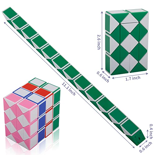 Lendod Medium Magic Snake Cube Fidget Toy 12 Pack 24 Blocks Snake Cube Twist Puzzle Magic Speed Cubes Toy For Kids Party Bag Fillers, Party Supplies, Party Favors And Classroom Rewards And More #TOP1