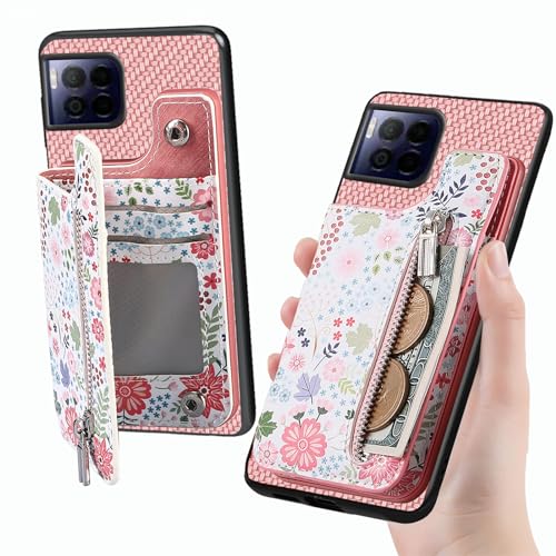 Tuxiwei Case for T-Mobile REVVL 7 PRO 5G, T-Mobile Revvl 7Pro Wallet Case PU Learher Butterfly Flower Painting | Card Slots Case Back Wallet [Car Mount] Double Magnetic Buttons Flip for Girls -Pink