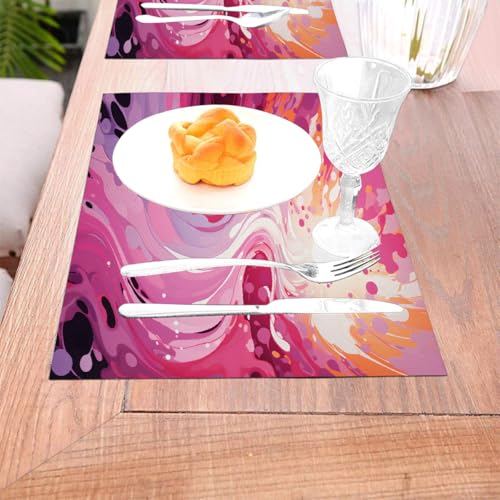 Sets de table pour cuisine et extérieur motif soleil rose abstrait - 6