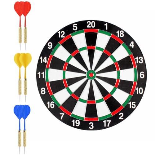 Dartscheibe Kinder, 16cm Dartscheibe Mit 6 Dartpfeilen, Dartscheibe Steeldart, Doppelseitiges Dart Scheibe Für Kinder Erwachsene, Kinder Dartscheibe Für Familie Party Spiel